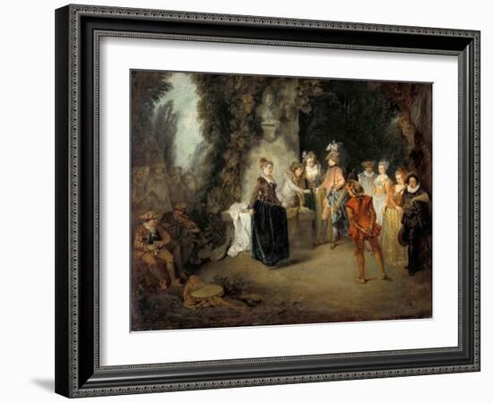 The French Comedy Par Watteau, Jean Antoine (1684-1721), after 1716 - Oil on Canvas, 37X48 - Staatl-Jean Antoine Watteau-Framed Giclee Print