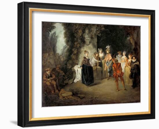 The French Comedy Par Watteau, Jean Antoine (1684-1721), after 1716 - Oil on Canvas, 37X48 - Staatl-Jean Antoine Watteau-Framed Giclee Print