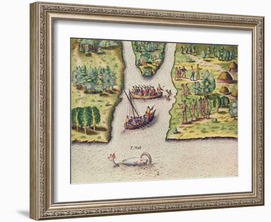 The French Discover the River of May-Jacques Le Moyne-Framed Giclee Print