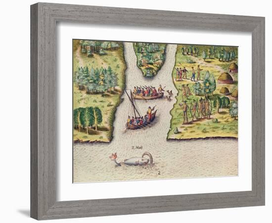 The French Discover the River of May-Jacques Le Moyne-Framed Giclee Print