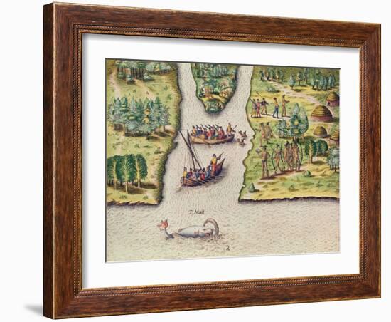 The French Discover the River of May-Jacques Le Moyne-Framed Giclee Print