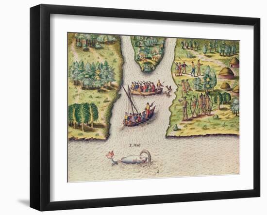 The French Discover the River of May-Jacques Le Moyne-Framed Giclee Print