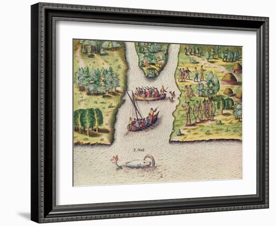 The French Discover the River of May-Jacques Le Moyne-Framed Giclee Print