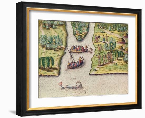 The French Discover the River of May-Jacques Le Moyne-Framed Giclee Print