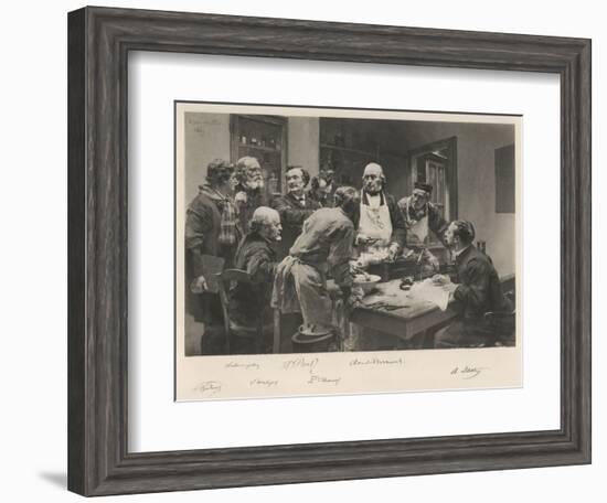 The French Doctor Claude Bernard with a Group of His Colleagues Probably at the College de France-Lhermitte-Framed Art Print