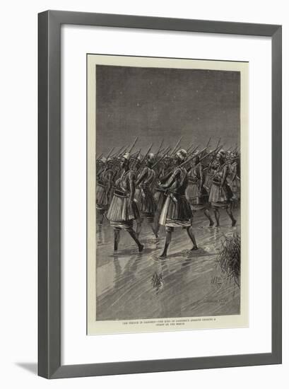 The French in Dahomey, the King of Dahomey's Amazons Crossing a Swamp on the March-null-Framed Giclee Print
