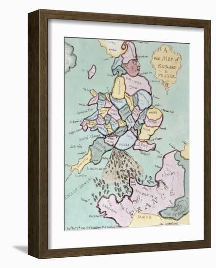 The French Invasion, or John Bull Bombarding the Bum-Boats, Published by Hannah Humphrey in 1793-James Gillray-Framed Giclee Print
