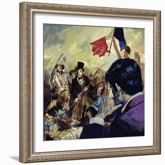 The French Revolution Inspired Eugene Delacroix to Paint Liberty Guiding the French People-Luis Arcas Brauner-Framed Giclee Print