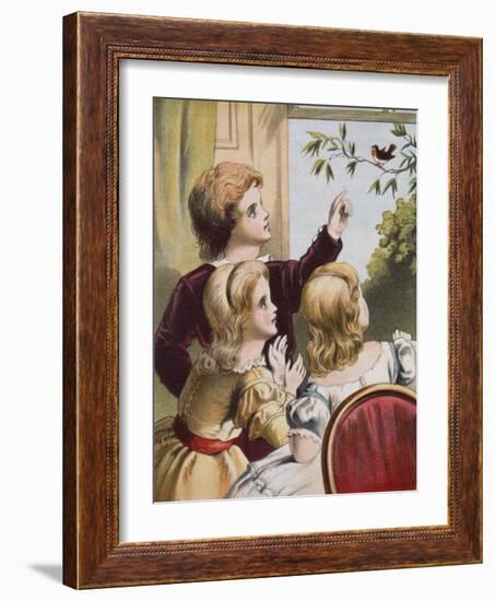 The Friendly Robin, 19Th Century (Colour Litho)-Richard Doyle-Framed Giclee Print