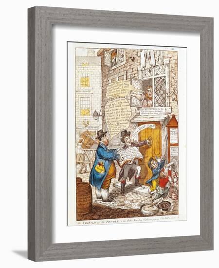 The Friends of the People and His Petty-New-Tax-Gatherer, Paying John Bull a Visit-null-Framed Giclee Print