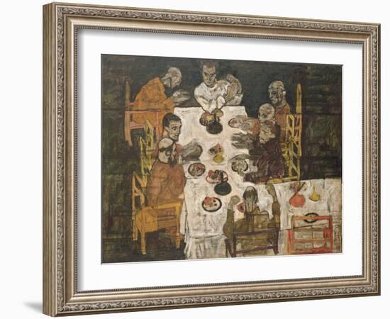 The Friends (Round Table), 1918-Egon Schiele-Framed Giclee Print