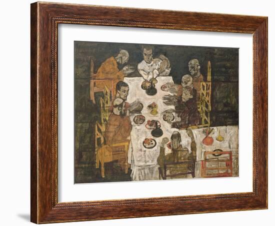 The Friends (Round Table), 1918-Egon Schiele-Framed Giclee Print