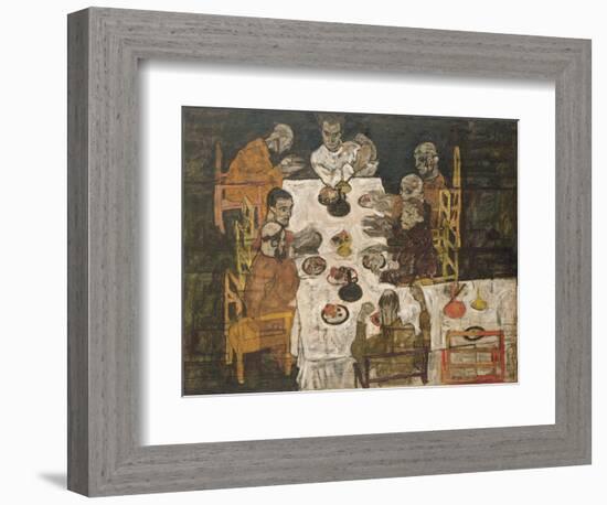 The Friends (Round Table), 1918-Egon Schiele-Framed Giclee Print