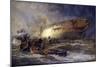 The Frigate 'Leonidas', Anchored near Upnor on the Medway (England), Maneuvers against the Storm An-William Lionel Wyllie-Mounted Giclee Print