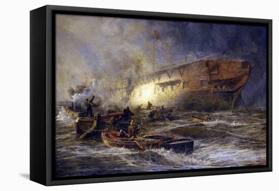 The Frigate 'Leonidas', Anchored near Upnor on the Medway (England), Maneuvers against the Storm An-William Lionel Wyllie-Framed Premier Image Canvas