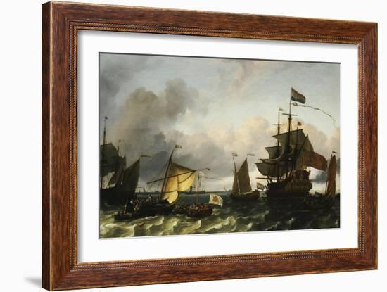 The Frigate Princes Maria, Flying the Standard of Prince William of Orange, Near Amsterdam-Ludolf Bakhuizen-Framed Giclee Print