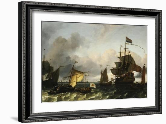 The Frigate Princes Maria, Flying the Standard of Prince William of Orange, Near Amsterdam-Ludolf Bakhuizen-Framed Giclee Print