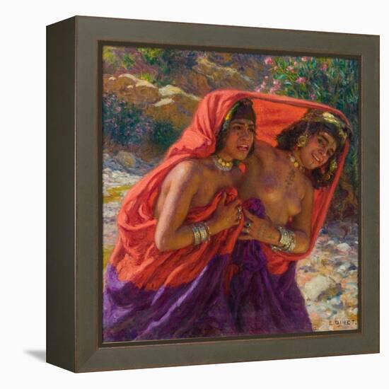 The Frightened Bathers; La Fuite Des Baigneuses (Oil on Canvas)-Alphonse Etienne Dinet-Framed Premier Image Canvas