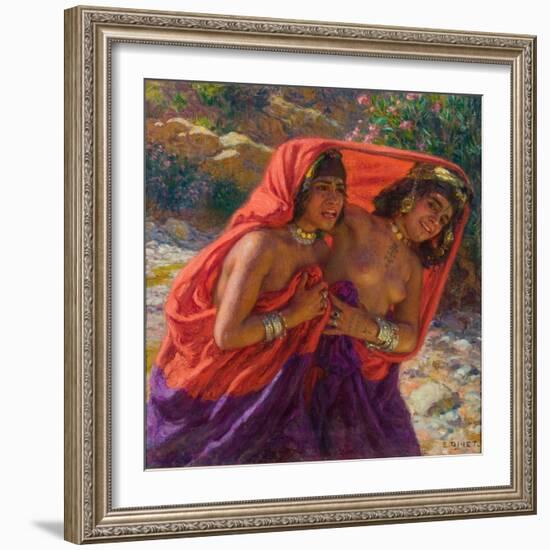 The Frightened Bathers; La Fuite Des Baigneuses (Oil on Canvas)-Alphonse Etienne Dinet-Framed Giclee Print