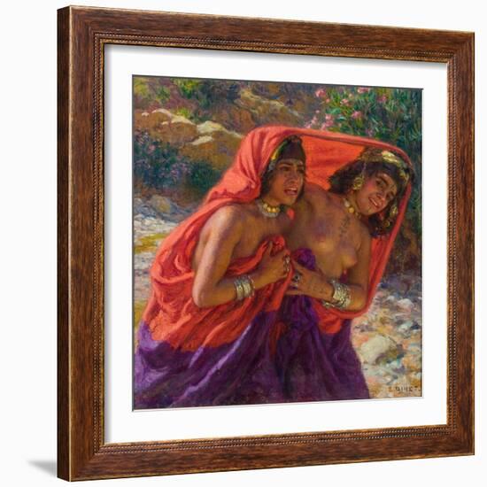 The Frightened Bathers; La Fuite Des Baigneuses (Oil on Canvas)-Alphonse Etienne Dinet-Framed Giclee Print