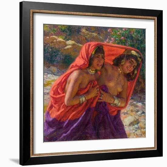 The Frightened Bathers; La Fuite Des Baigneuses (Oil on Canvas)-Alphonse Etienne Dinet-Framed Giclee Print