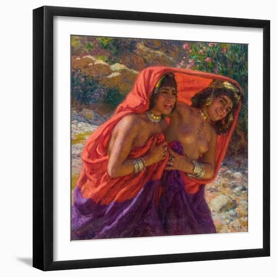 The Frightened Bathers; La Fuite Des Baigneuses (Oil on Canvas)-Alphonse Etienne Dinet-Framed Giclee Print