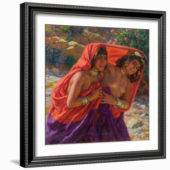 The Frightened Bathers; La Fuite Des Baigneuses (Oil on Canvas)-Alphonse Etienne Dinet-Framed Giclee Print