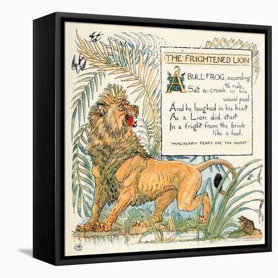 The Frightened Lion, Illustration from 'Baby's Own Aesop', Engraved and Printed by Edmund Evans,…-Walter Crane-Framed Premier Image Canvas