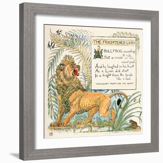 The Frightened Lion, Illustration from 'Baby's Own Aesop', Engraved and Printed by Edmund Evans,…-Walter Crane-Framed Giclee Print