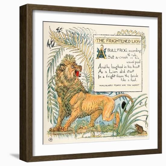 The Frightened Lion, Illustration from 'Baby's Own Aesop', Engraved and Printed by Edmund Evans,…-Walter Crane-Framed Giclee Print