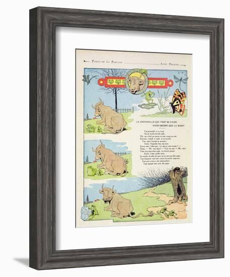 The Frog Who Wanted to Be as Fat as the Bull, Illustration from 'Fables' by Jean de La Fontaine,…-Benjamin Rabier-Framed Giclee Print