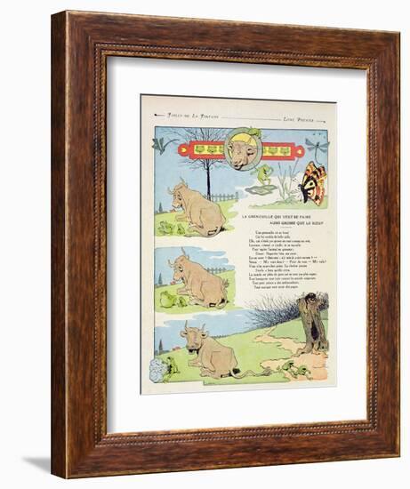 The Frog Who Wanted to Be as Fat as the Bull, Illustration from 'Fables' by Jean de La Fontaine,…-Benjamin Rabier-Framed Giclee Print