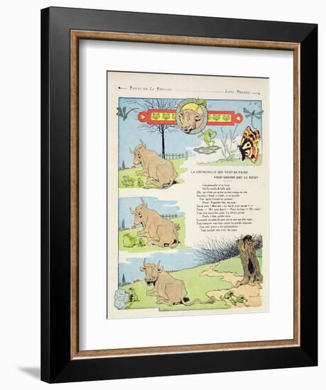 The Frog Who Wanted to Be as Fat as the Bull, Illustration from 'Fables' by Jean de La Fontaine,…-Benjamin Rabier-Framed Giclee Print