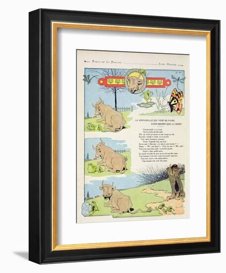 The Frog Who Wanted to Be as Fat as the Bull, Illustration from 'Fables' by Jean de La Fontaine,…-Benjamin Rabier-Framed Giclee Print