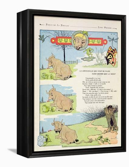 The Frog Who Wanted to Be as Fat as the Bull, Illustration from 'Fables' by Jean de La Fontaine,…-Benjamin Rabier-Framed Premier Image Canvas