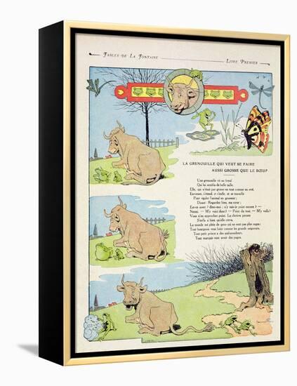 The Frog Who Wanted to Be as Fat as the Bull, Illustration from 'Fables' by Jean de La Fontaine,…-Benjamin Rabier-Framed Premier Image Canvas