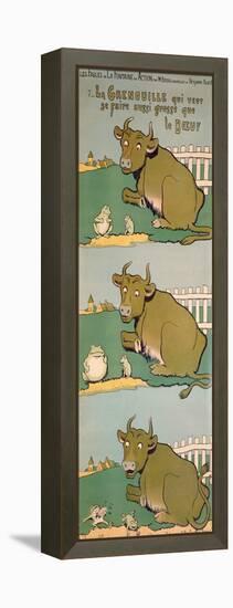 The Frog Who Would Grow as Big as the Ox, from 'Fables'-Benjamin Rabier-Framed Premier Image Canvas