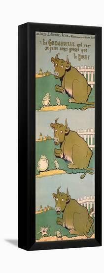 The Frog Who Would Grow as Big as the Ox, from 'Fables'-Benjamin Rabier-Framed Premier Image Canvas