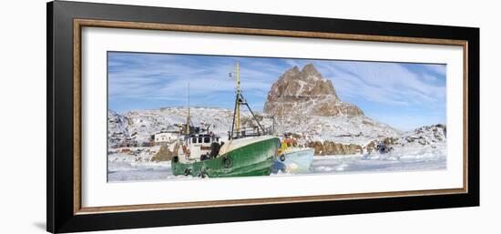 The frozen harbor of Uummannaq during winter in northern West Greenland-Martin Zwick-Framed Photographic Print