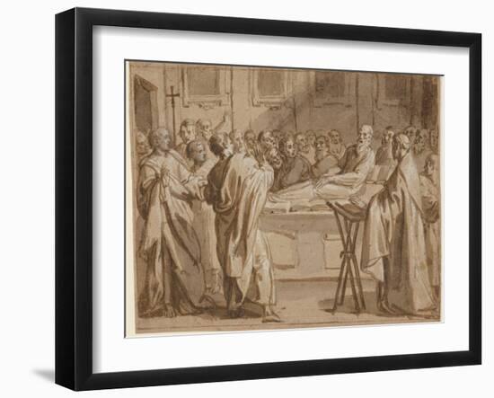The Funeral of Raymond Diocrès: an Episode from the Story of St Bruno, 1619-21 (Brush and Brown Ink-Giovanni Lanfranco-Framed Giclee Print
