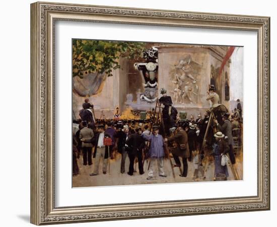 The Funeral of Victor Hugo at the Arc de Triomphe, 1885-Jean Béraud-Framed Giclee Print