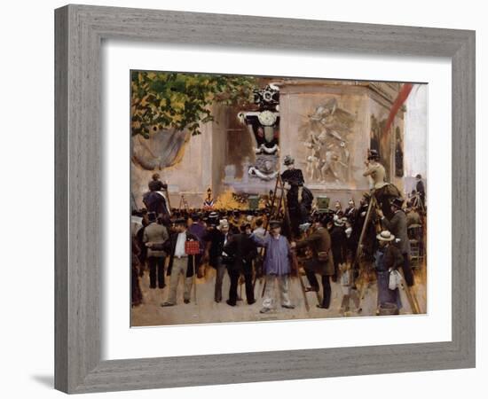 The Funeral of Victor Hugo at the Arc de Triomphe, 1885-Jean Béraud-Framed Giclee Print