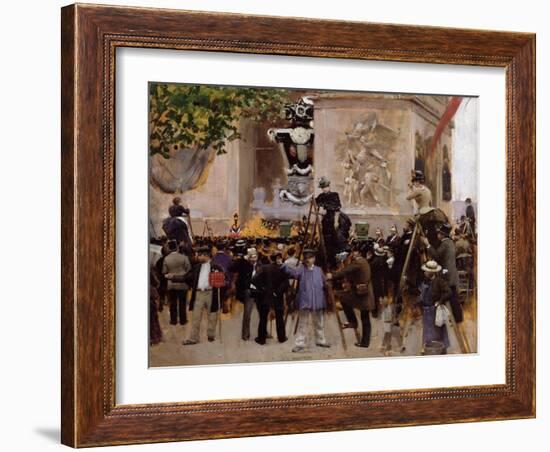 The Funeral of Victor Hugo at the Arc de Triomphe, 1885-Jean Béraud-Framed Giclee Print