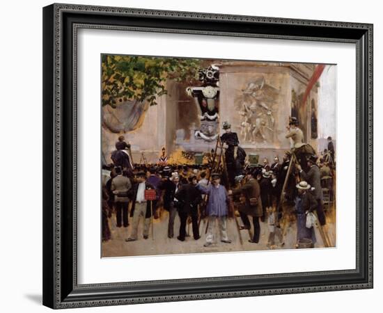 The Funeral of Victor Hugo at the Arc de Triomphe, 1885-Jean Béraud-Framed Giclee Print