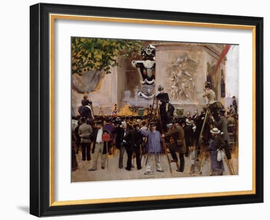 The Funeral of Victor Hugo at the Arc de Triomphe, 1885-Jean Béraud-Framed Giclee Print