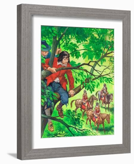 The Future King Charles II Hiding in the Boscobel Oak (Gouache on Paper)-Peter Jackson-Framed Giclee Print