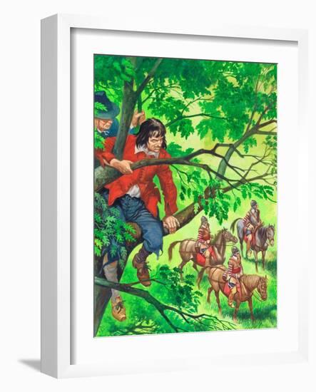 The Future King Charles II Hiding in the Boscobel Oak (Gouache on Paper)-Peter Jackson-Framed Giclee Print