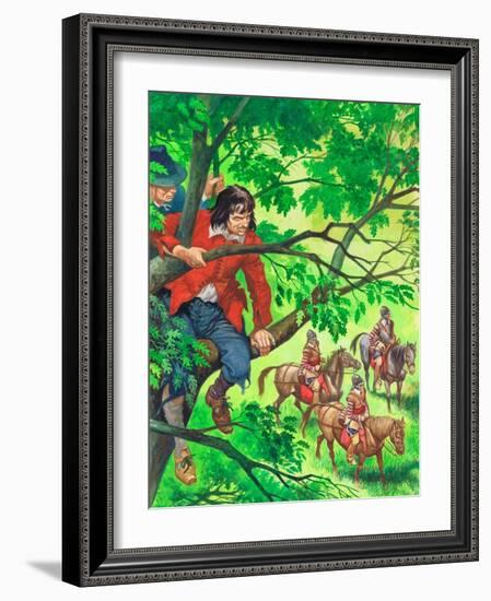 The Future King Charles II Hiding in the Boscobel Oak (Gouache on Paper)-Peter Jackson-Framed Giclee Print