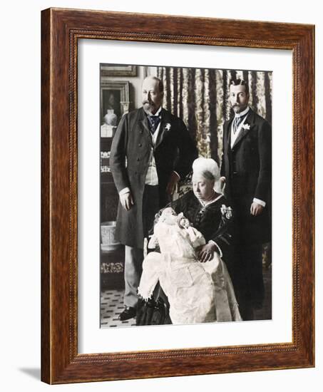 The Future King Edward Viiis Christening Day, 16 July 1894-null-Framed Photographic Print