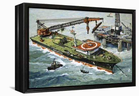 The Galatea, Fitted with a Heavy Lifting Crane-John S. Smith-Framed Premier Image Canvas